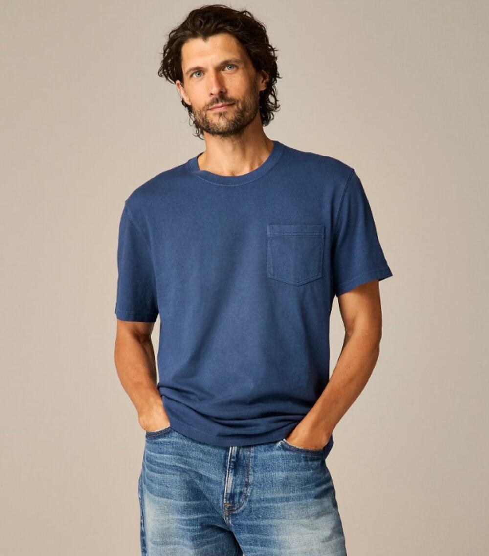J.Crew Vintage Wash Cotton Pocket T-Shirt Mens S Navy Blue Crewneck Short Sleeve